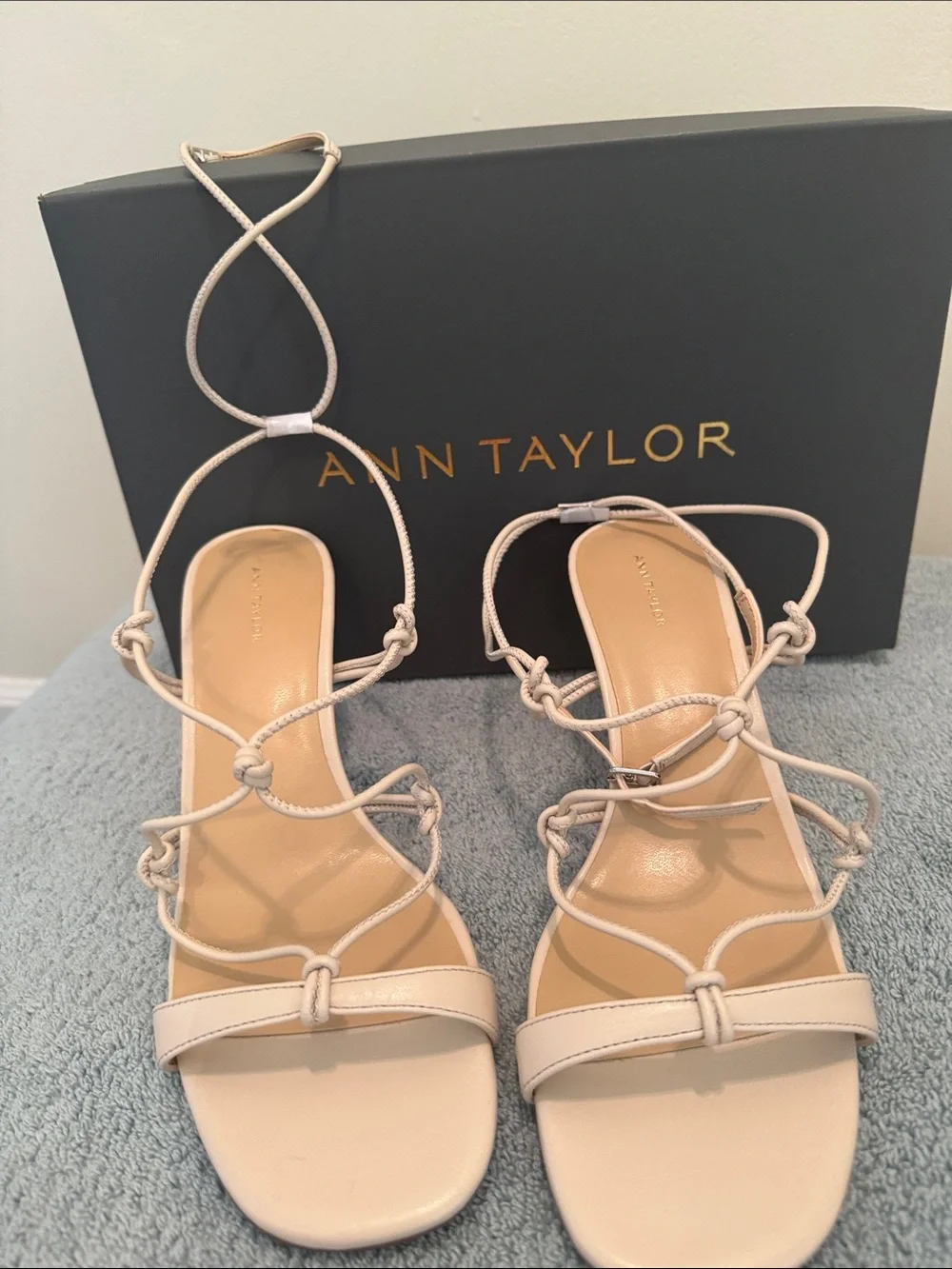 Ann Taylor Beige Lace-Up Strappy Sandals - Picture 5 of 6